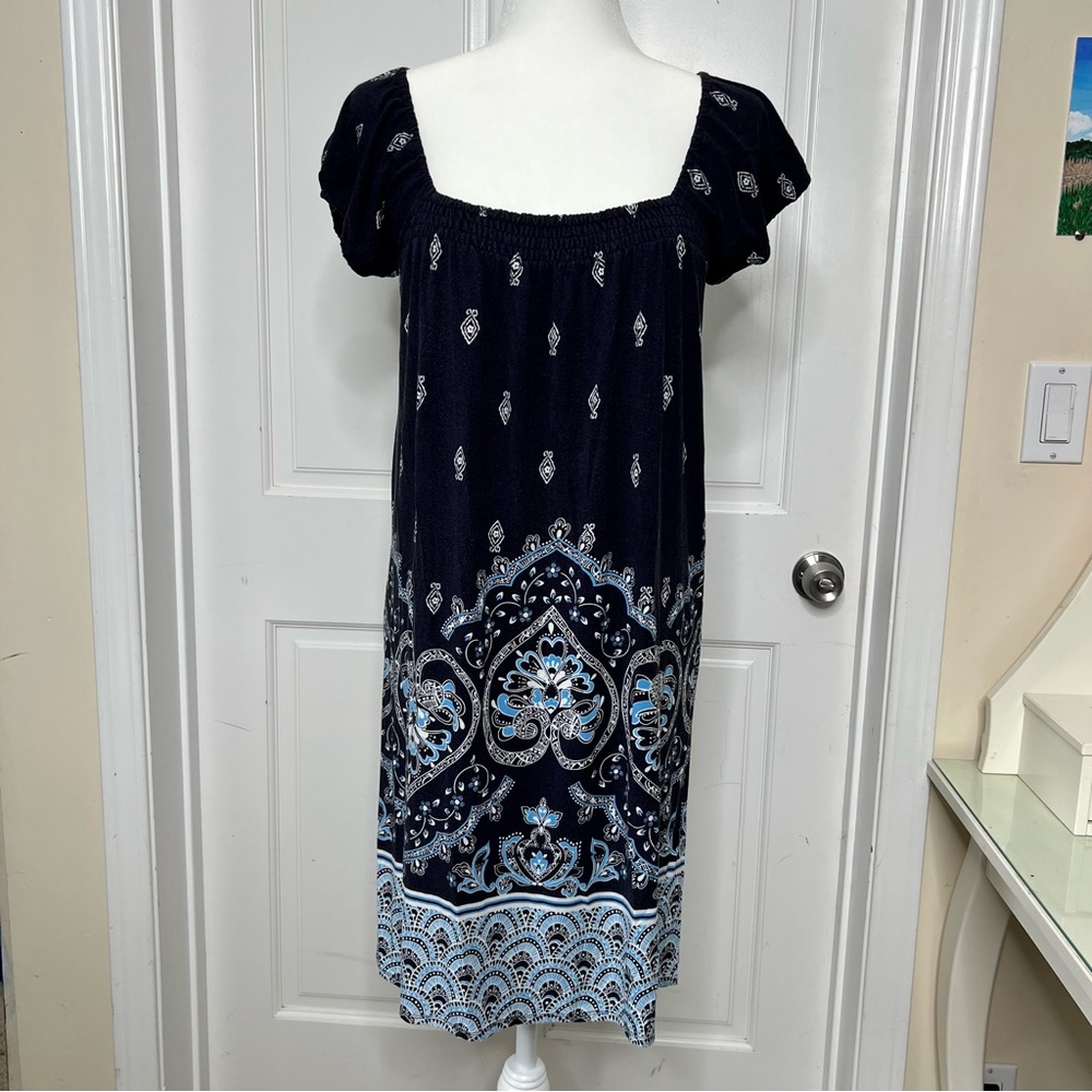 Ann Taylor Loft, Floral Print Mini Dress, Short Sleeves, Size S, Rayon/Spandex